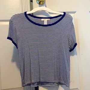 striped cropped tee
